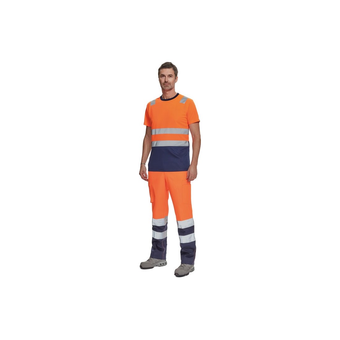 MONZON Hi-Vis ru. póló sárga/navy XS