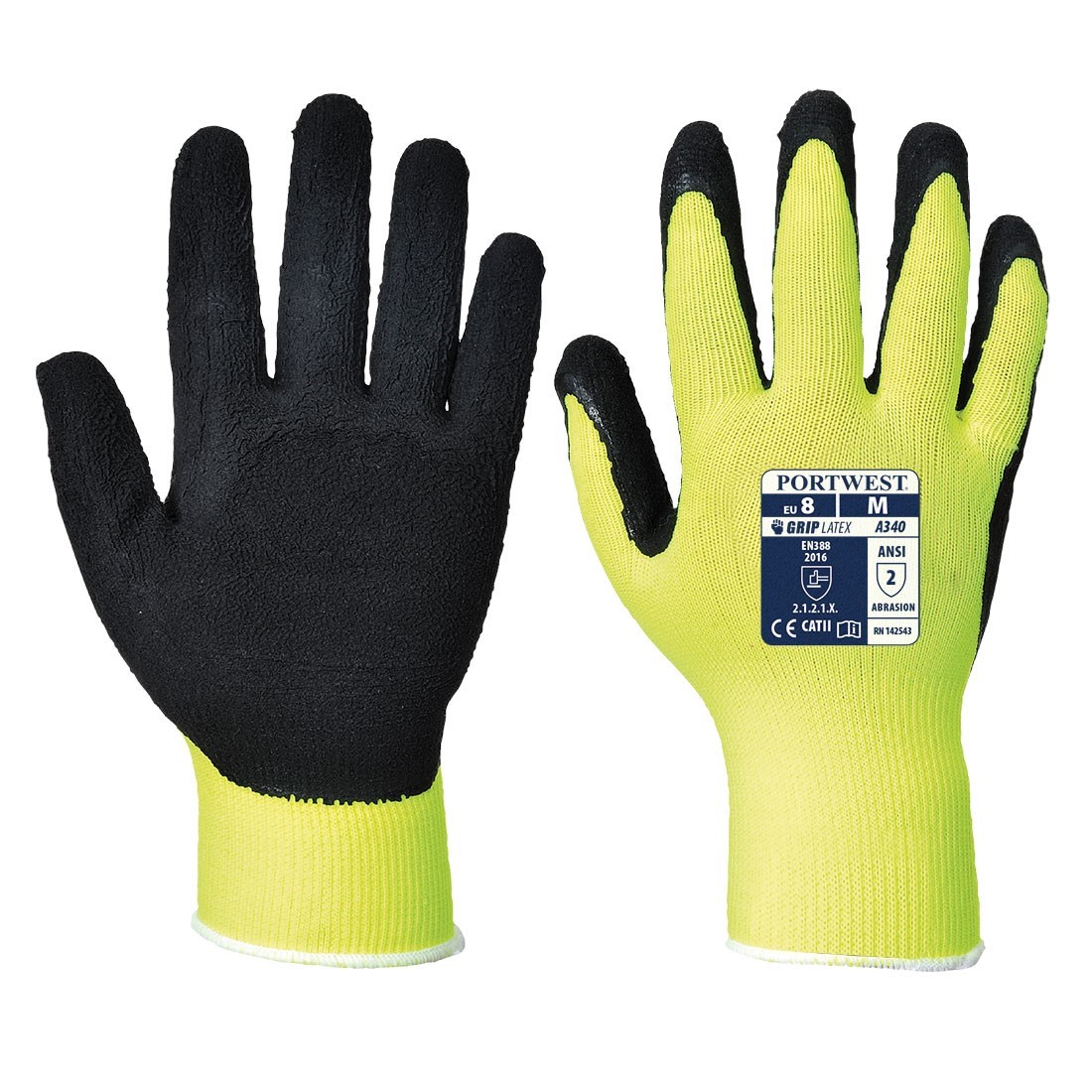 Hi-Vis Grip m&aacute;rtott latex kesztyű