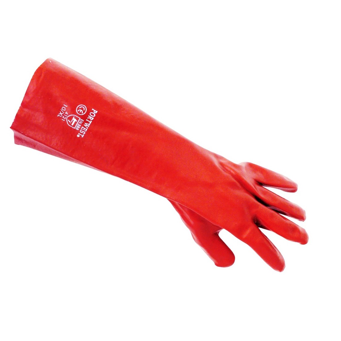 PVC hossz&uacute; sz&aacute;r&uacute; kesztyű 45 cm