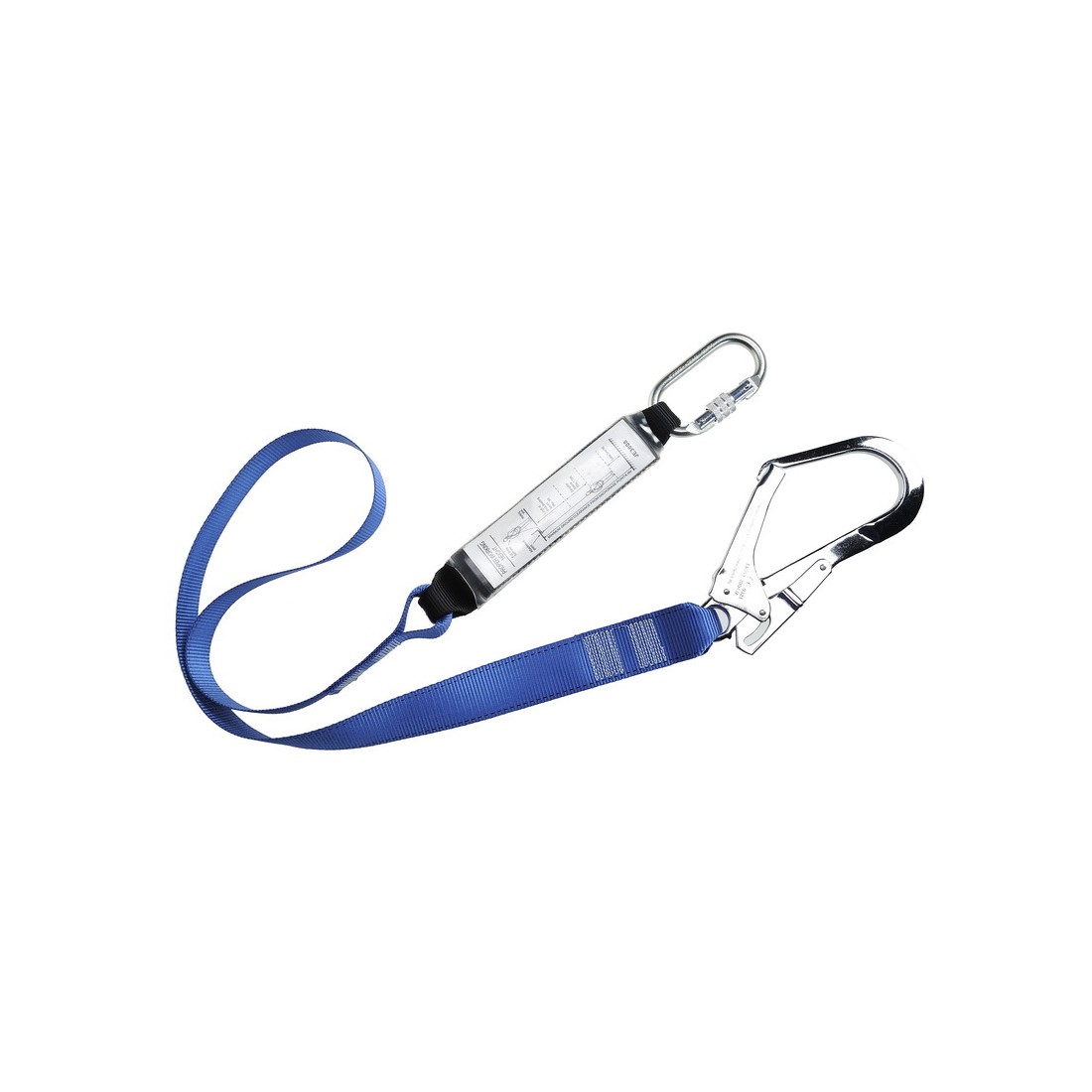 Energiaelnyelővel ell&aacute;tott heveder karabinerrel &eacute;s ac&eacute;lz&aacute;rral