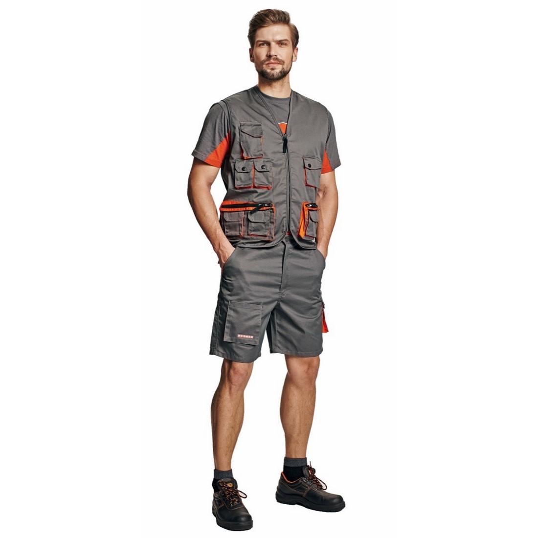 DESMAN rövidnadrá szürke/narancssárg 48